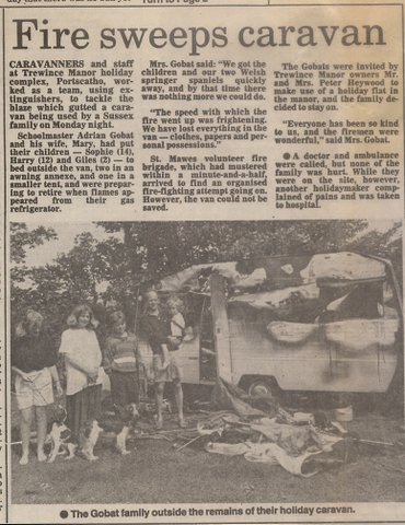 Fire in caravan July1991